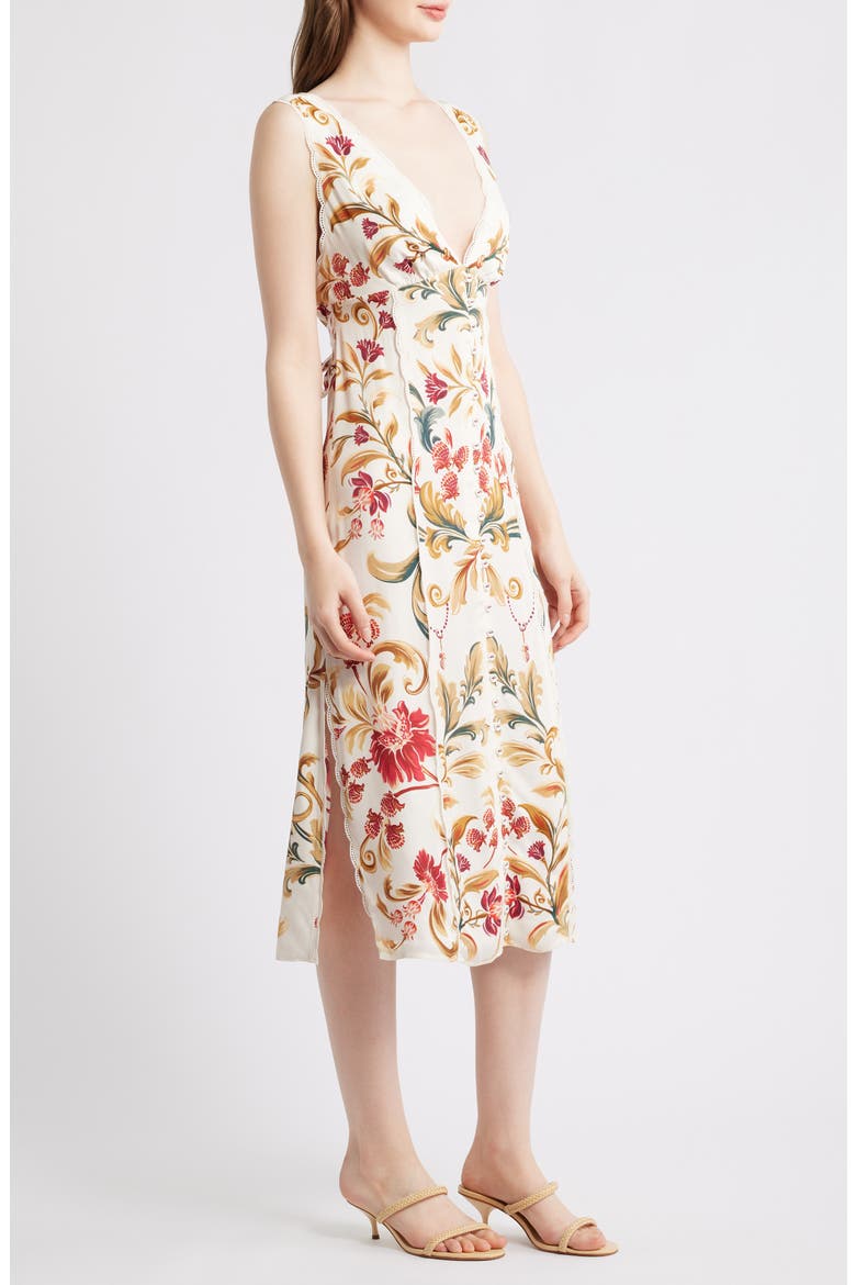 Royal Garden Print Sleeveless Satin Dress, Alternate, color, ROYAL GARDEN CREAM