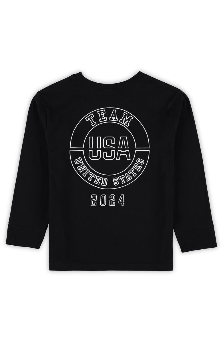 Outerstuff Preschool Black Team USA 2024 Flag & Rings Long Sleeve T-Shirt, Alternate, color,