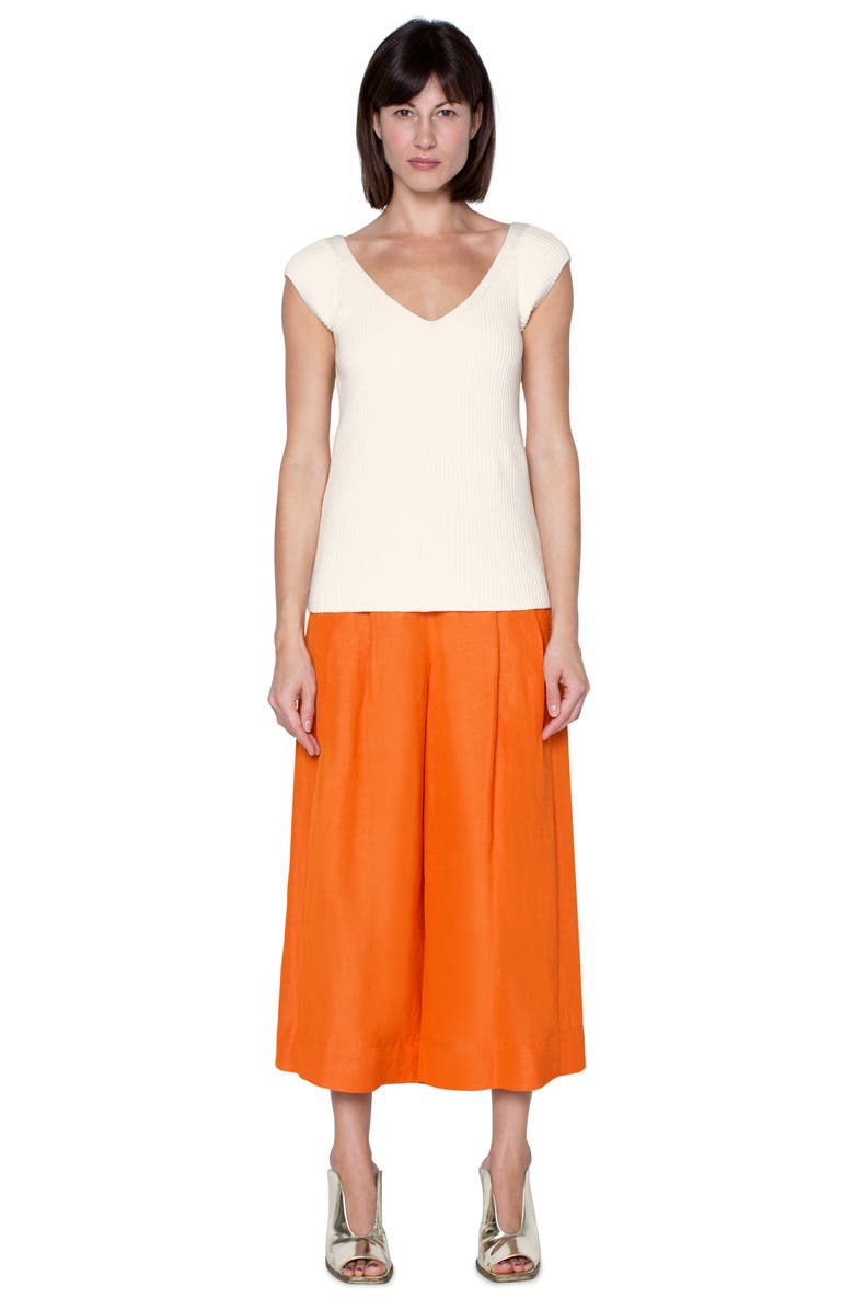 Akris punto Ribbed V-Neck Cap Sleeve Sweater, Alternate, color, 