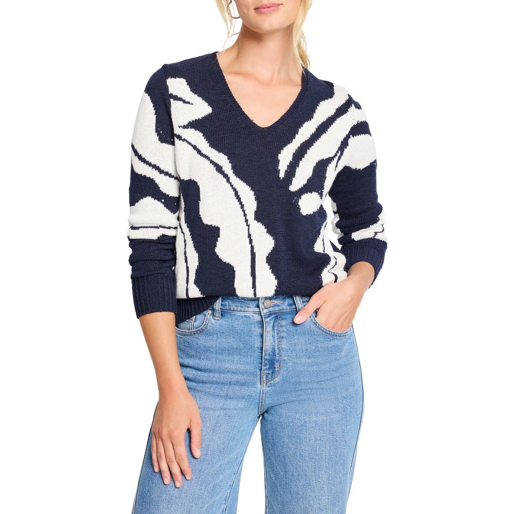Nic + Zoe Nic+zoe Shadow Reef Sweater In Indigo Multi
