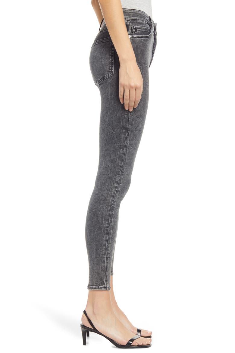 The Farrah High Rise Ankle Skinny Leather Panel Denim Pants, Alternate, color, IDENTITY