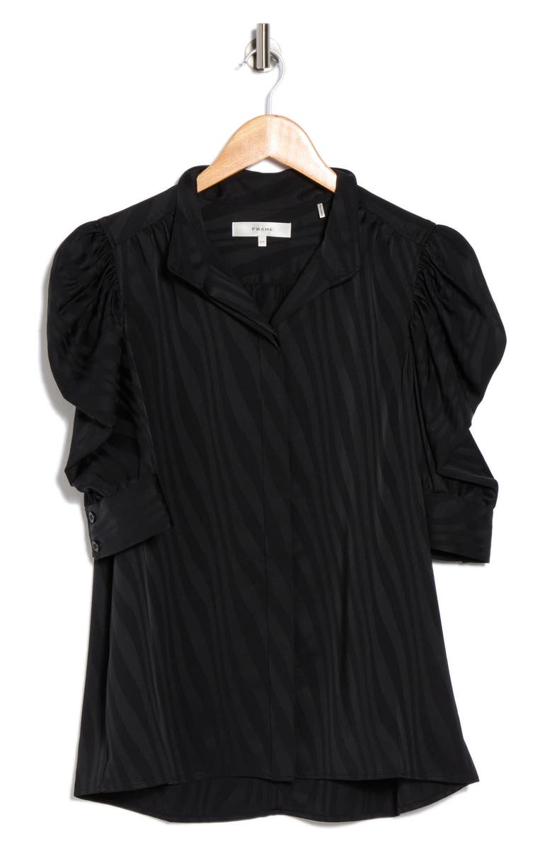 FRAME GIllian Puff Sleeve Top, Alternate, color, Black