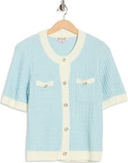 Nanette Lepore Contrast Trim Short Sleeve Sweater