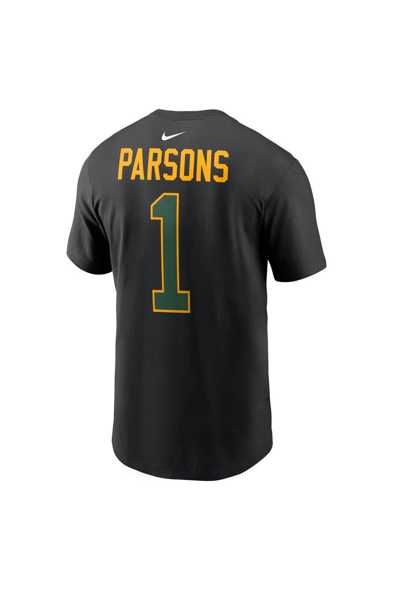 Men's Nike Micah Parsons Black Green Bay Packers Carbon Name & Number T-Shirt, Alternate, color, Black