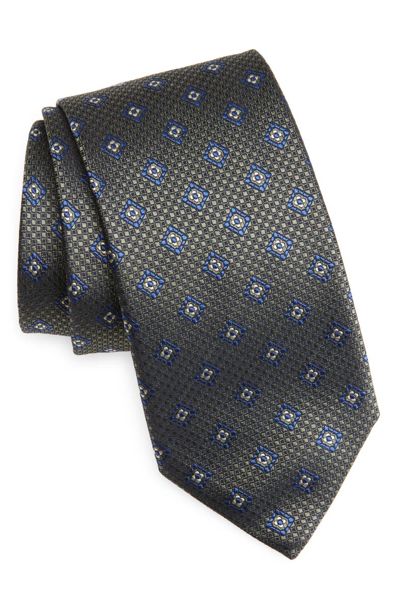 Canali Neat Silk Jacquard Tie, Main, color, 