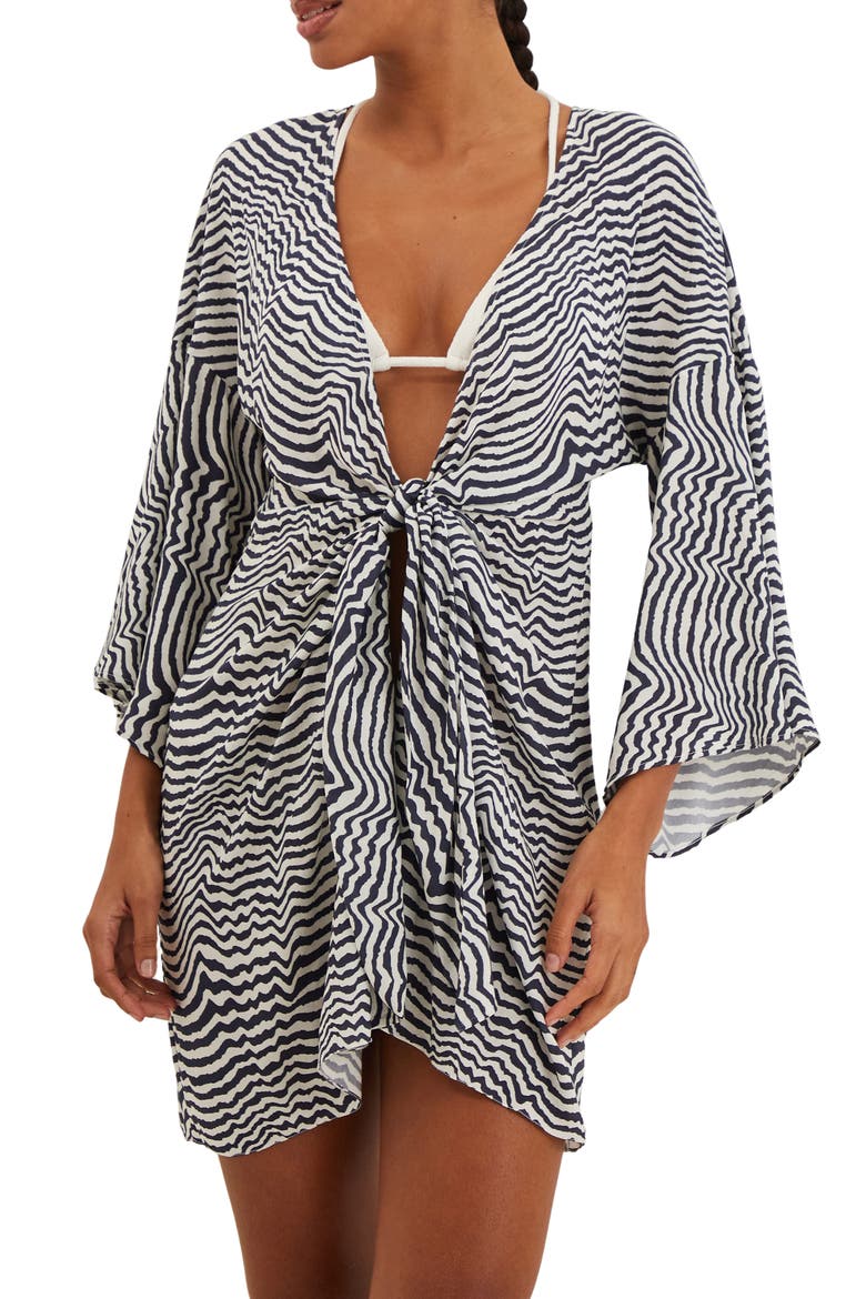 Ravine Perola Cover-Up Minidress, Main, color, BLACK MULTI