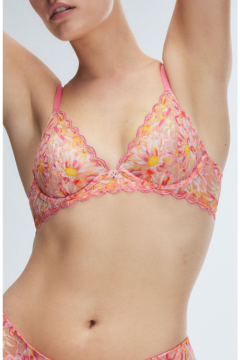Sunray Lace Plunge Bra, Main, color, ACACIA PINK