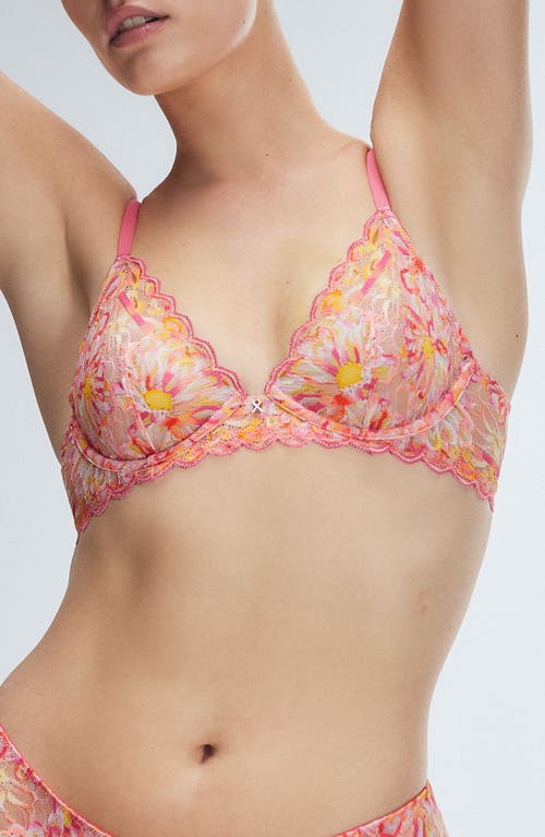 Savage X Fenty Sunray Lace Plunge Bra In Acacia Pink