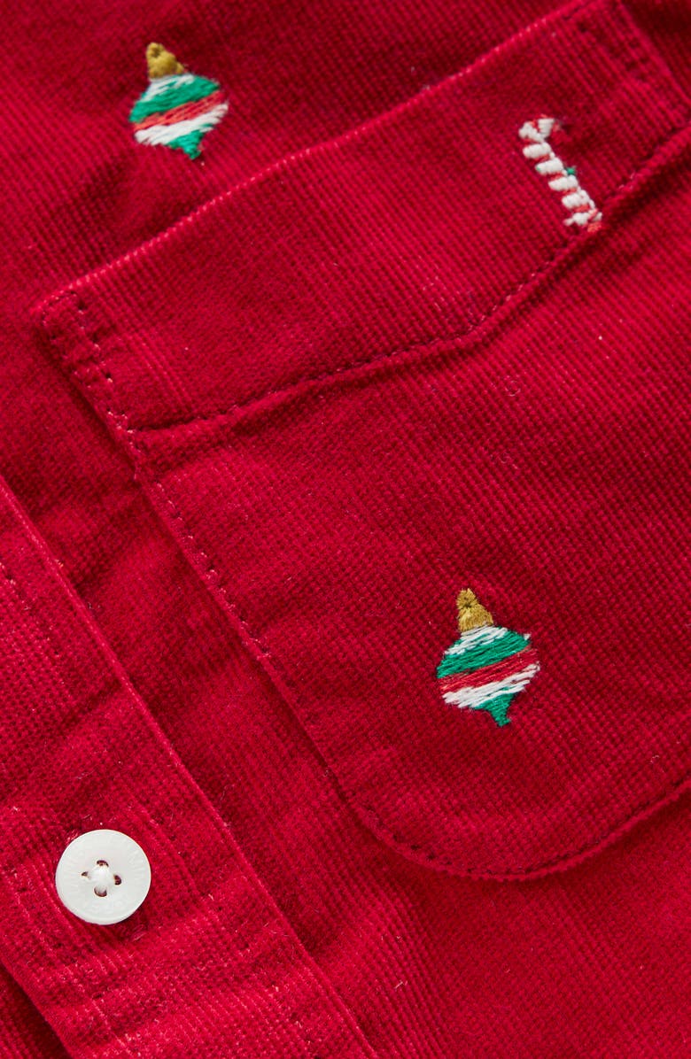 Mini Boden Kids' Embroidered Corduroy Button-Up Shirt, Alternate, color,