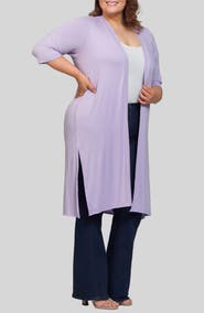 24seven Comfort Apparel Open Front Knee Length Jacket