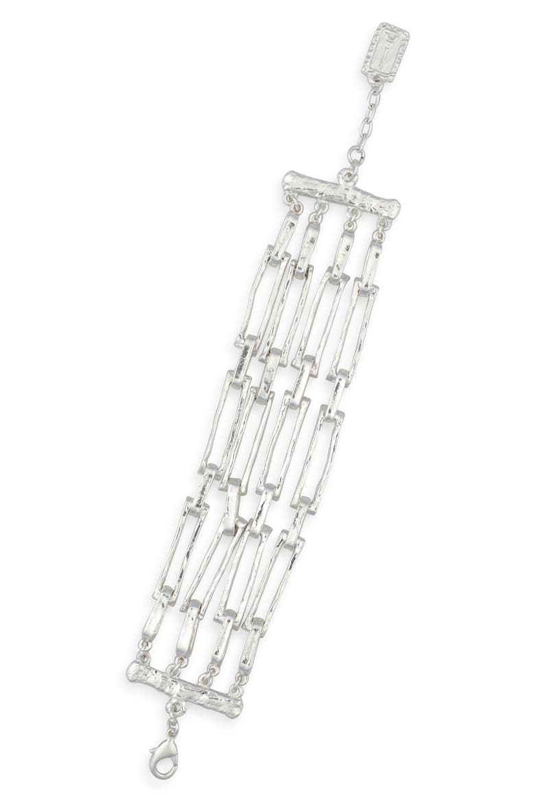 Hammered Oval Link Bracelet, Main, color, SILVER