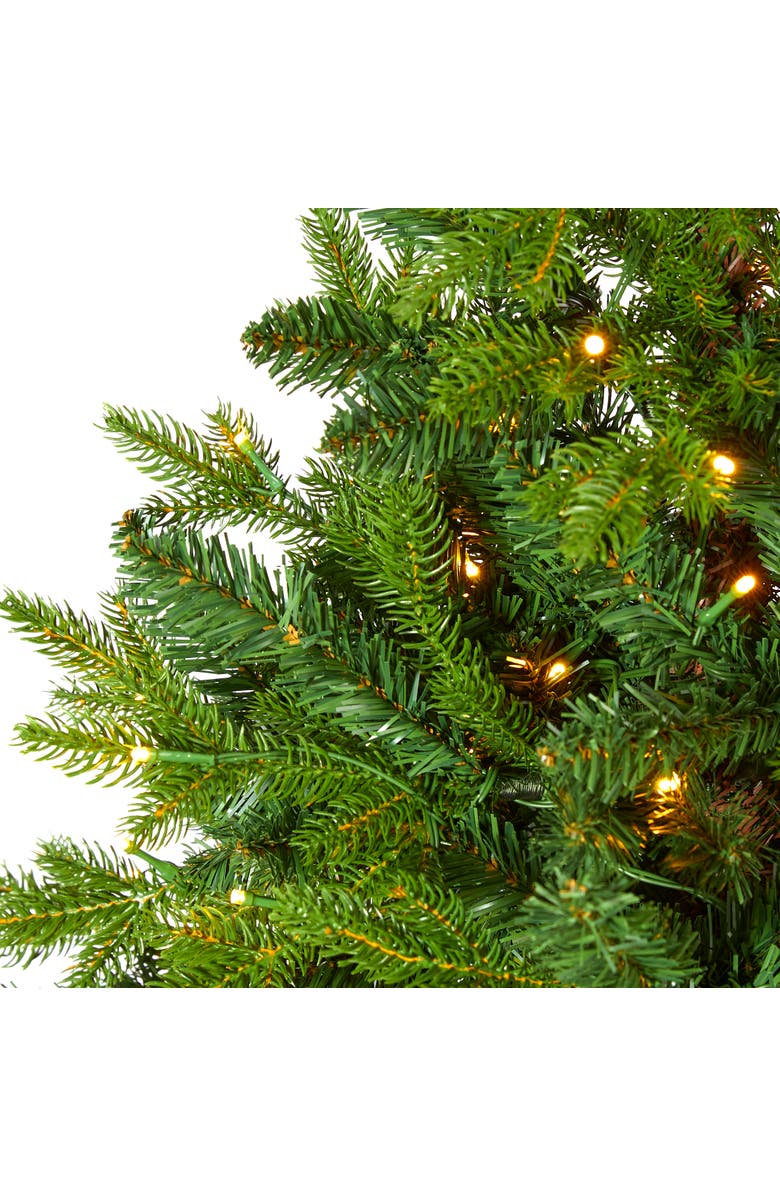 NEARLY NATURAL 5-ft Fraser Fir Natural Look Artificial Christmas Tree with 190 Clear LED Lights, a Burlap Base and 1217 Bendable Branches, Alternate, color, Green