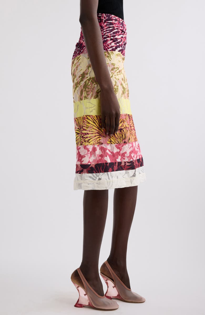 Dries Van Noten Stan Mixed Print Midi Skirt, Alternate, color, Burgundy