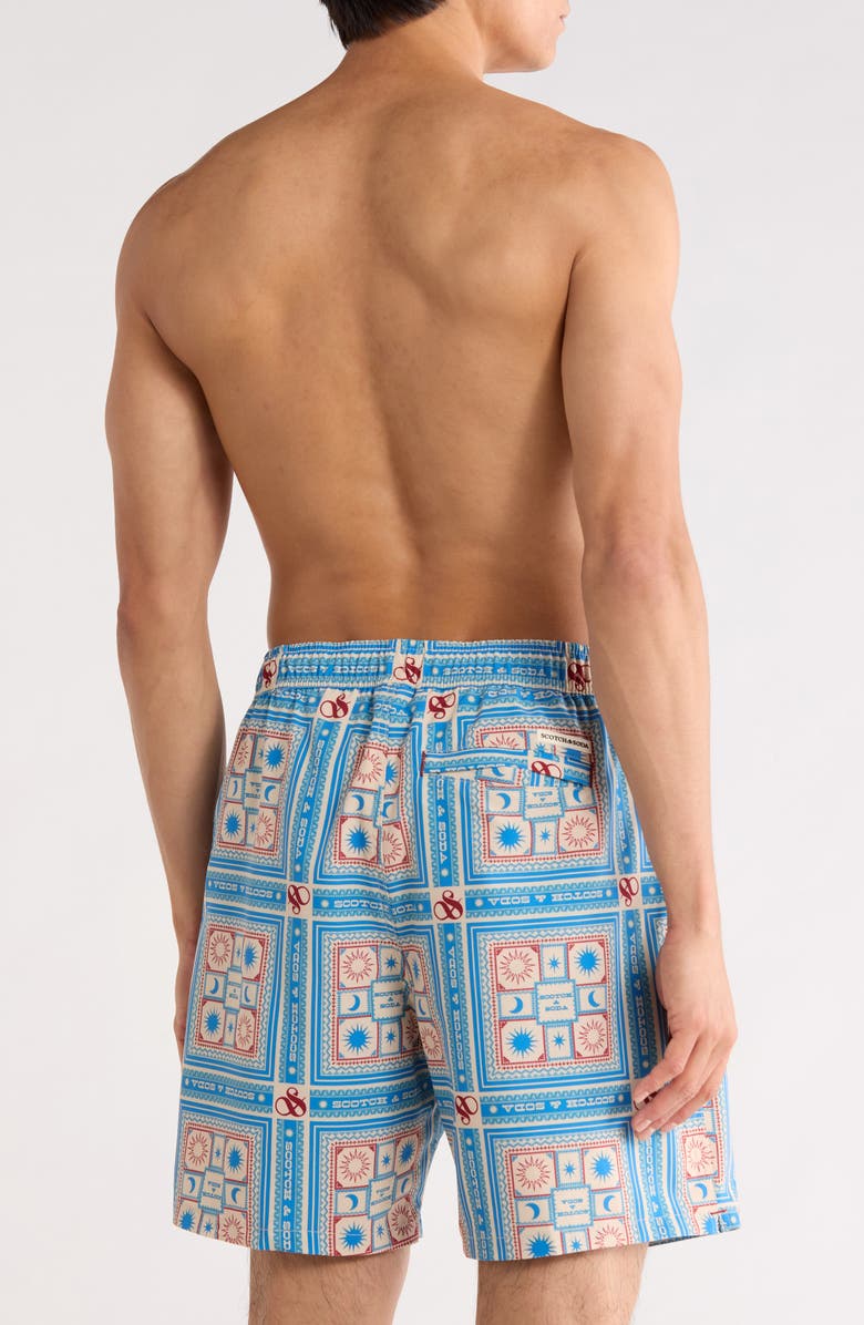 Scotch & Soda New West Bandana Print Swim Trunks, Alternate, color, Fog