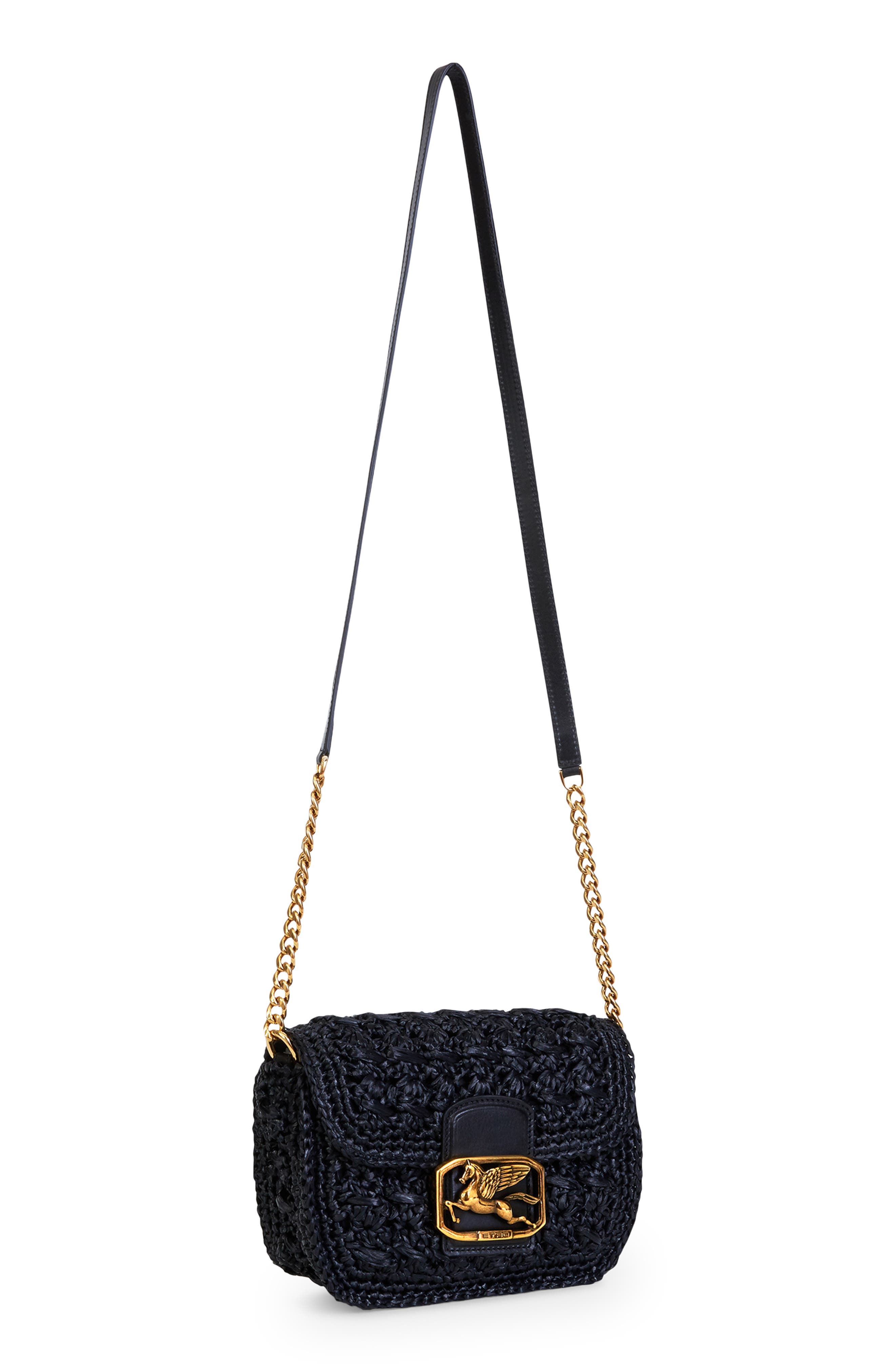 Etro Pegaso Raffia Crossbody Bag, Alternate, color, 