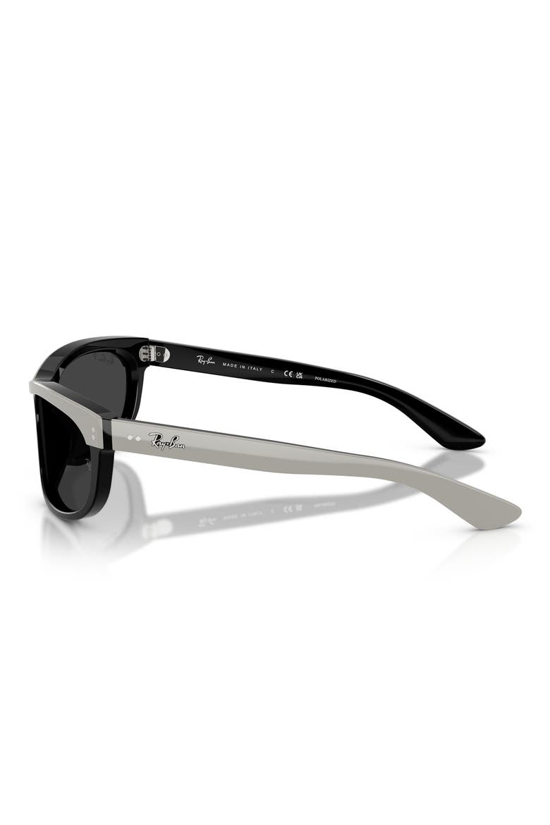 62mm Balorama Polarized Rectangle Sunglasses, Alternate, color, GREY ON BLACK / POLAR BLACK