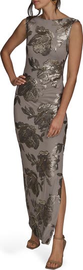 Donna Karan New York Sequin Floral Sleeveless Gown | Nordstrom