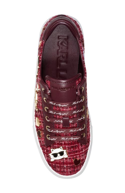 Karl Lagerfeld Paris Cate Pin Logo Low Top Sneaker In Burgundy