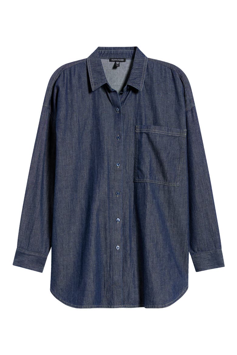 Collared Long Shirt, Main, color, DARK INDIGO