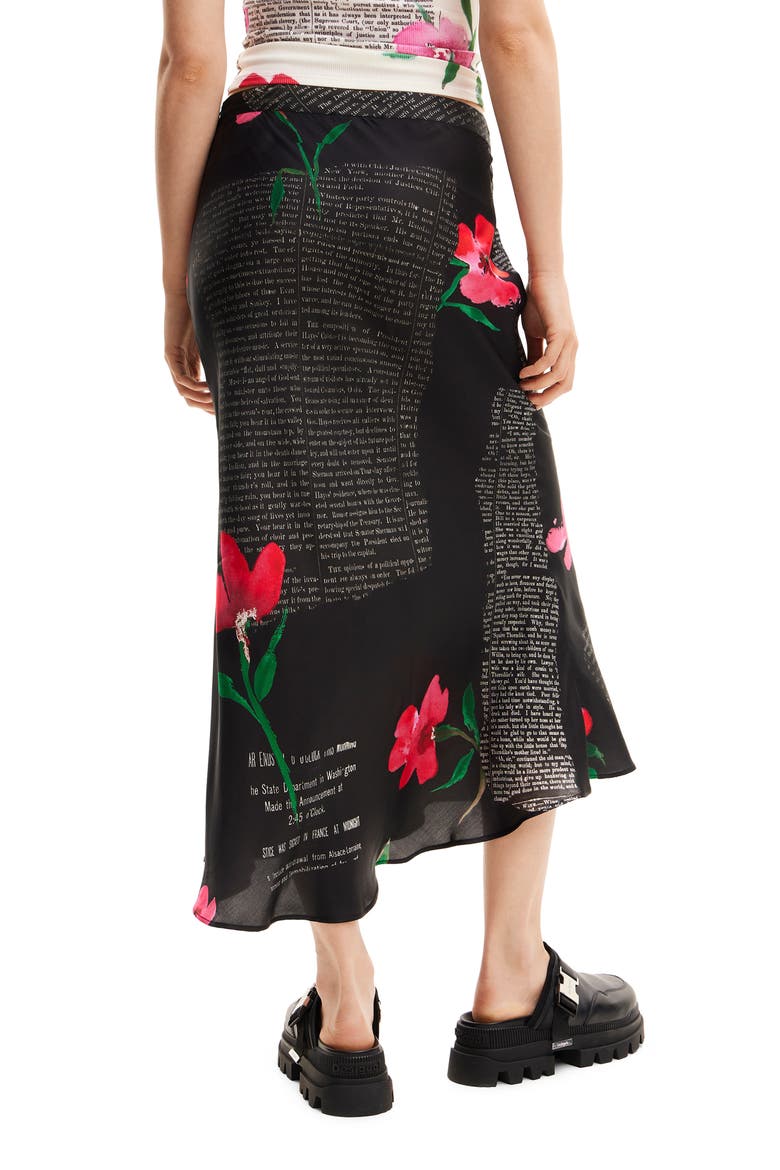 Text Slip Midi Skirt, Alternate, color, BLACK