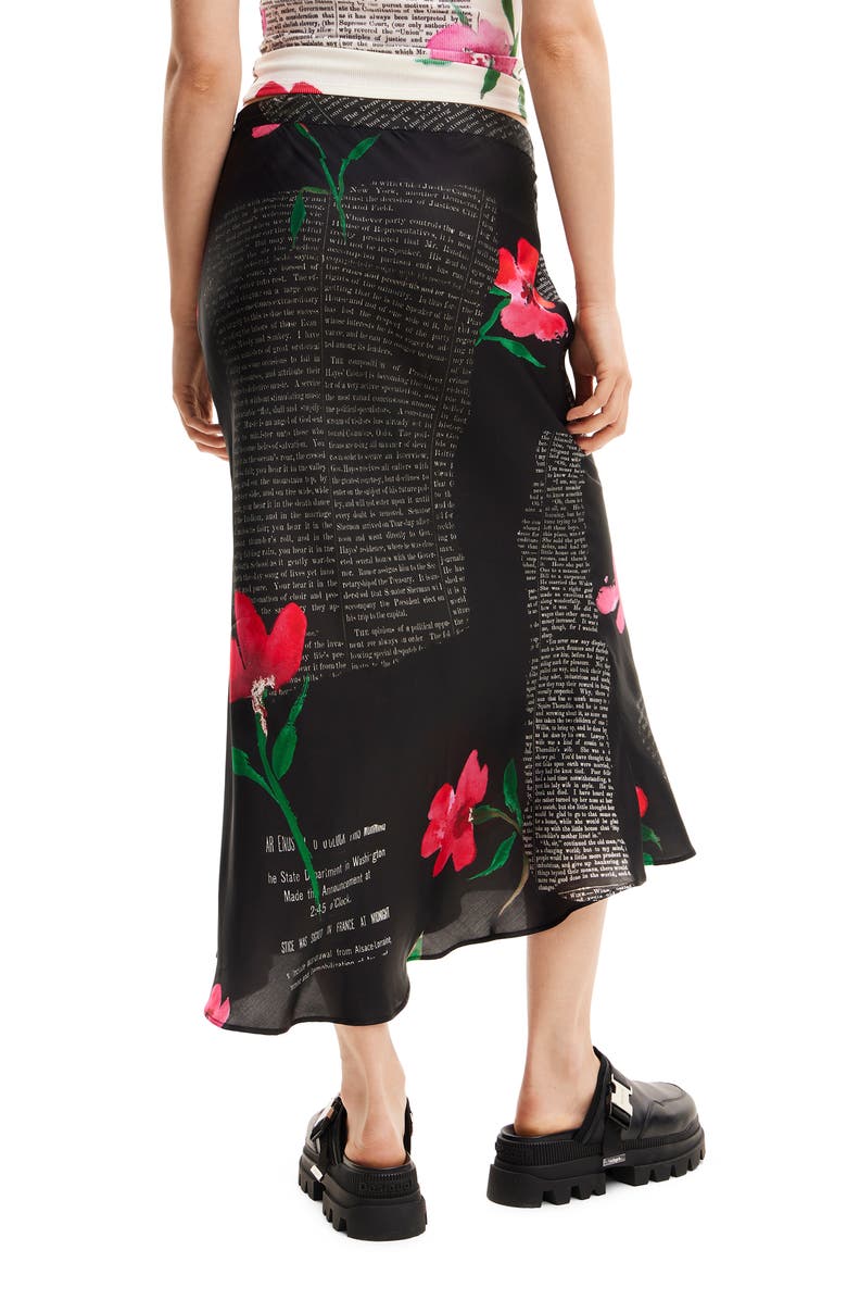 Desigual Text Slip Midi Skirt, Alternate, color, Black