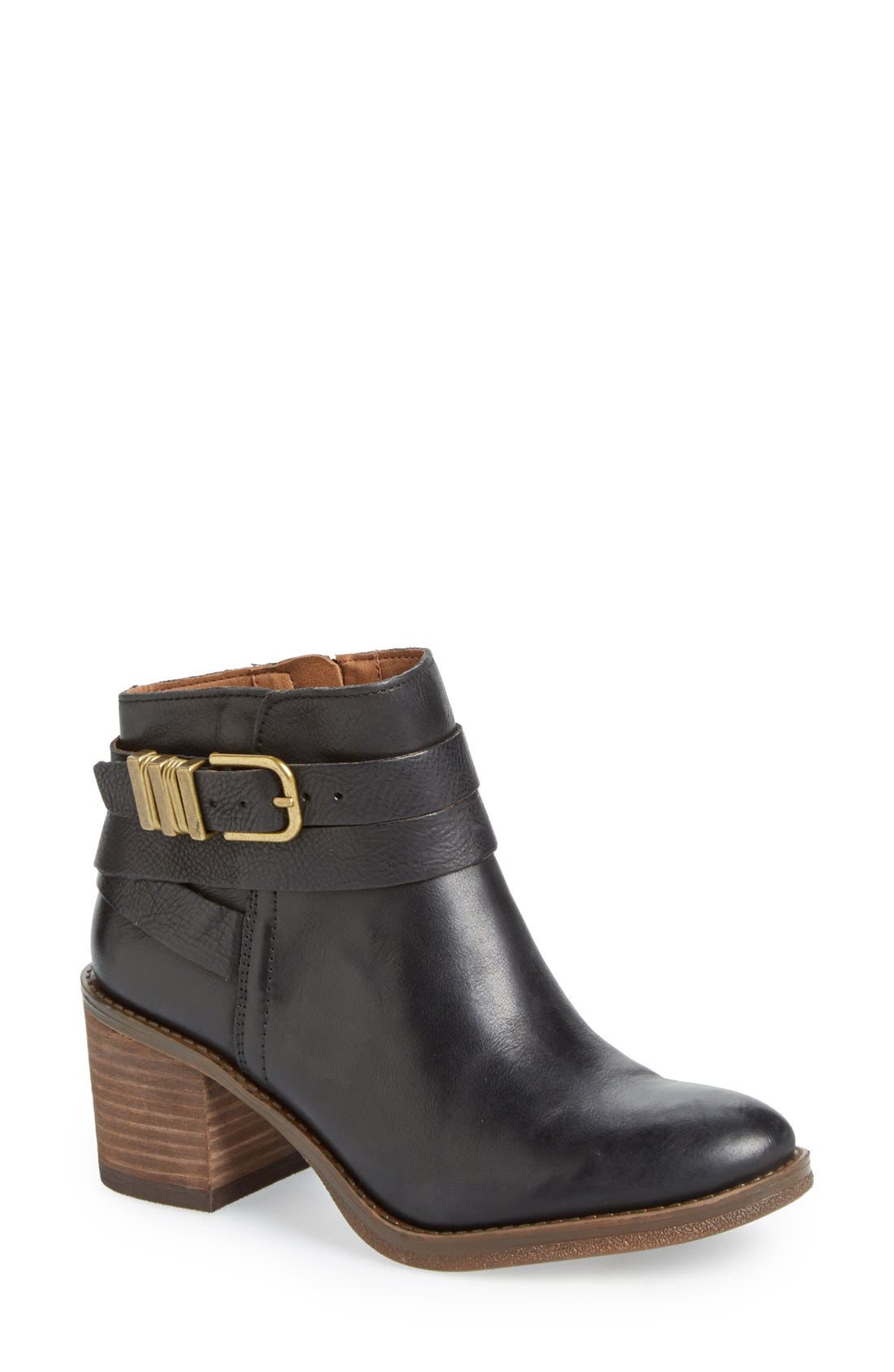 'Raisa' Moto Bootie, Main, color, BLACK LEATHER