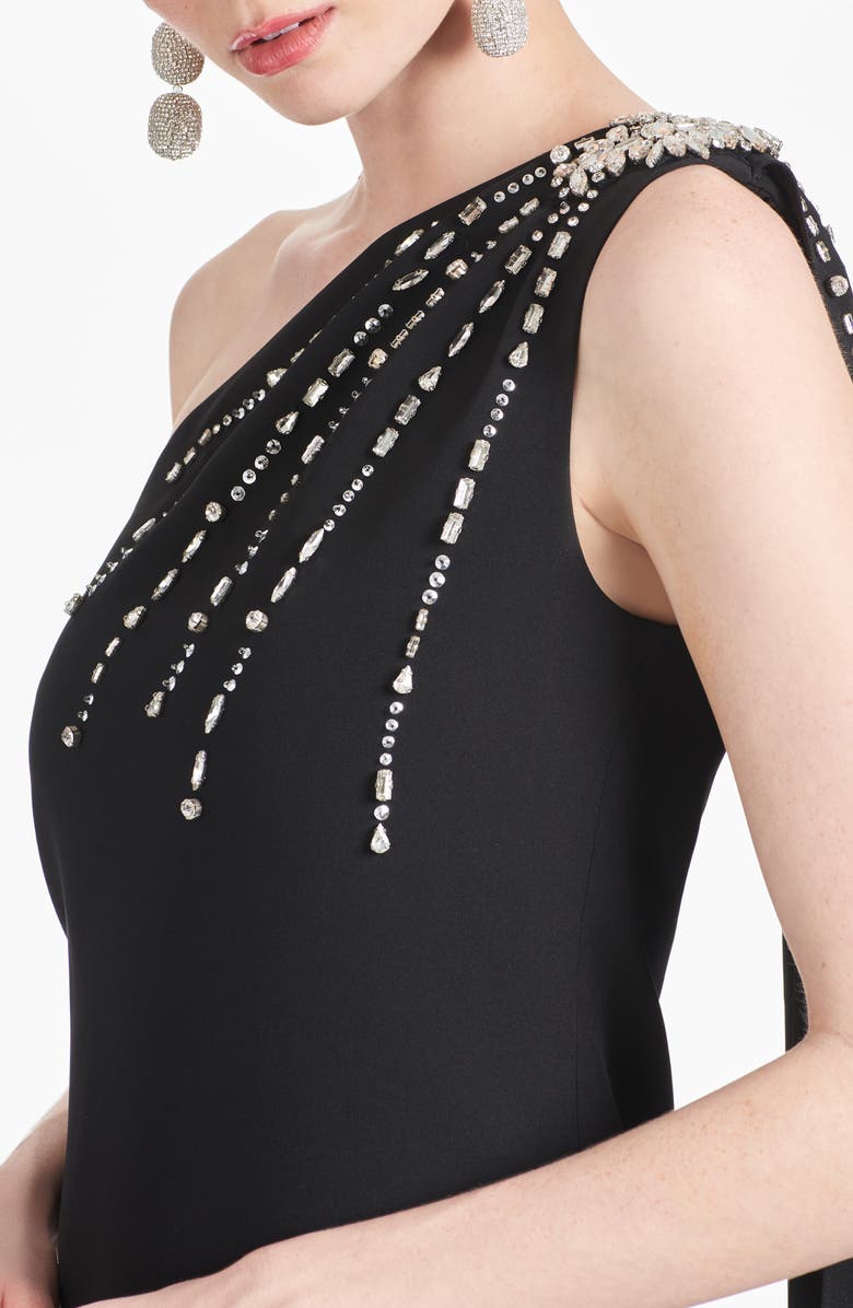 Sachin & Babi Leslie Beaded Drape One-Shoulder Crepe Gown, Alternate, color, 