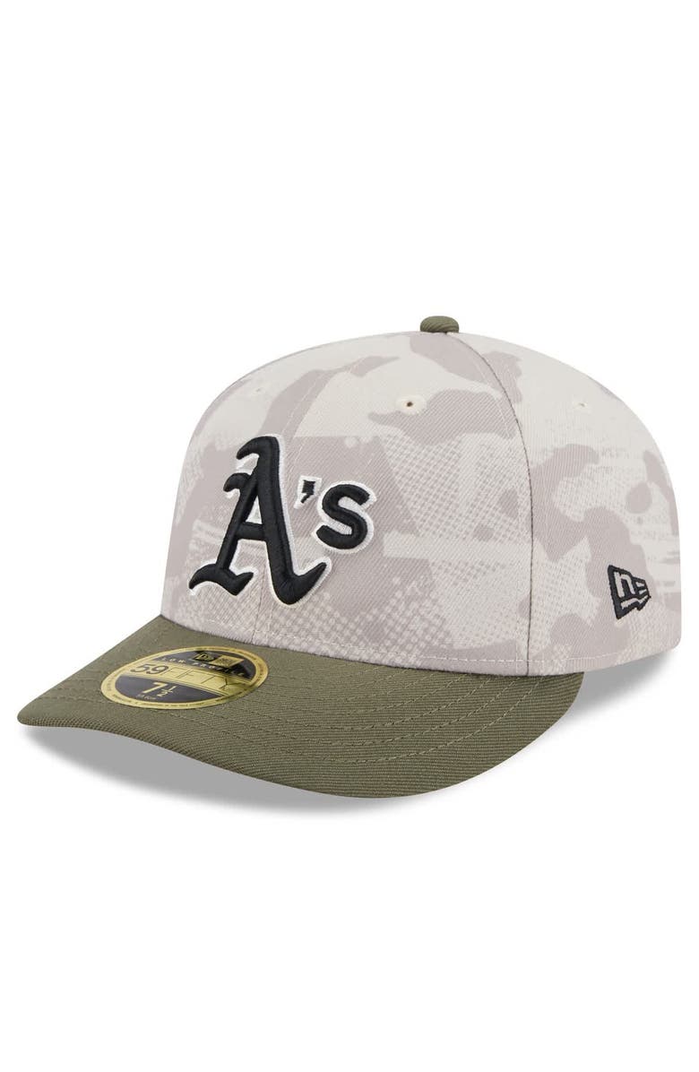 New Era Men's New Era Light Beige/Olive Athletics 2025 Armed Forces Day Low Profile 59FIFTY Fitted Hat, Alternate, color, Light Beige