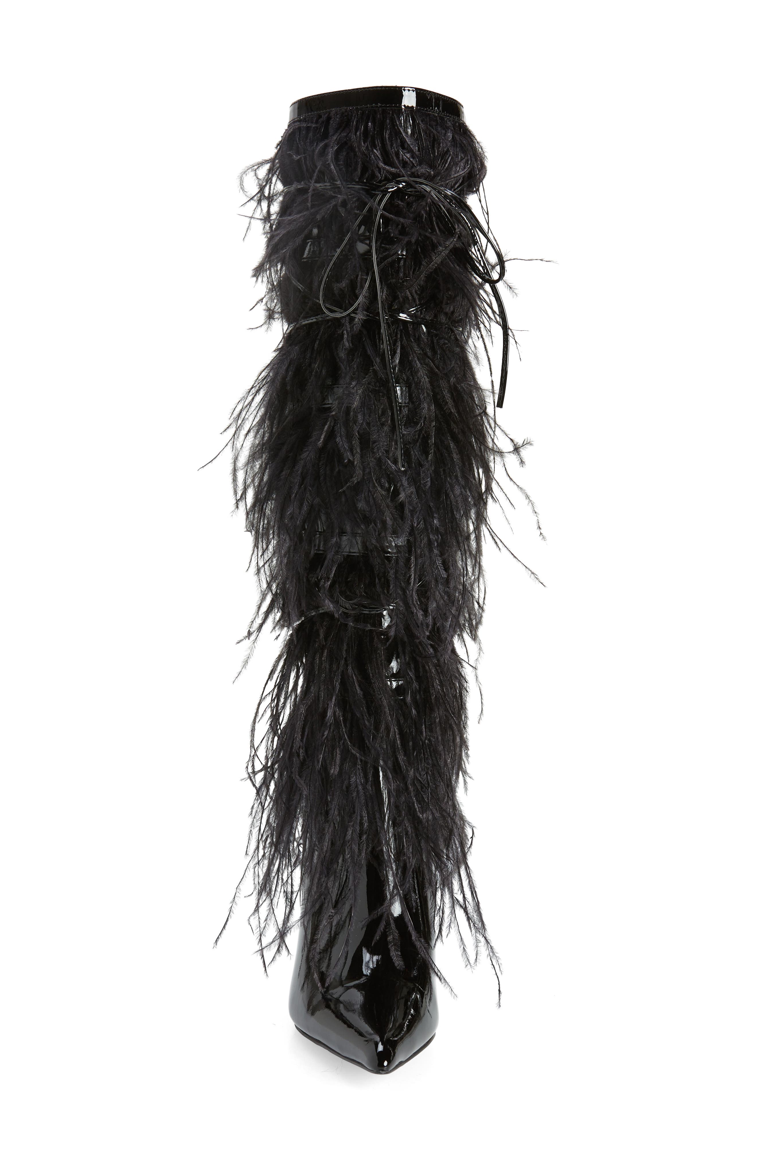 Shake-Ya Feather Over the Knee Boot, Alternate, color, BLACK PATENT MULTI
