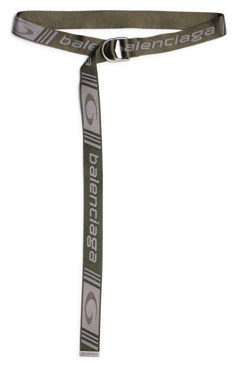 Balenciaga Logo D-Ring Belt, Main, color, 3561 Khaki/ Grey