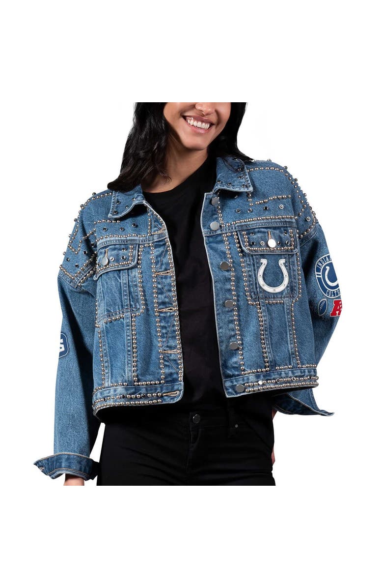 G-III 4HER BY CARL BANKS Women's G-III 4Her by Carl Banks Indianapolis Colts First Finish Medium Denim Full-Button Jacket, Alternate, color, 
