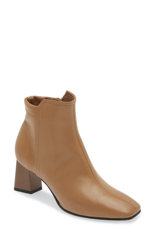 Naot Dolly Square Toe Bootie in Stretch Nappa Leather/Camel 