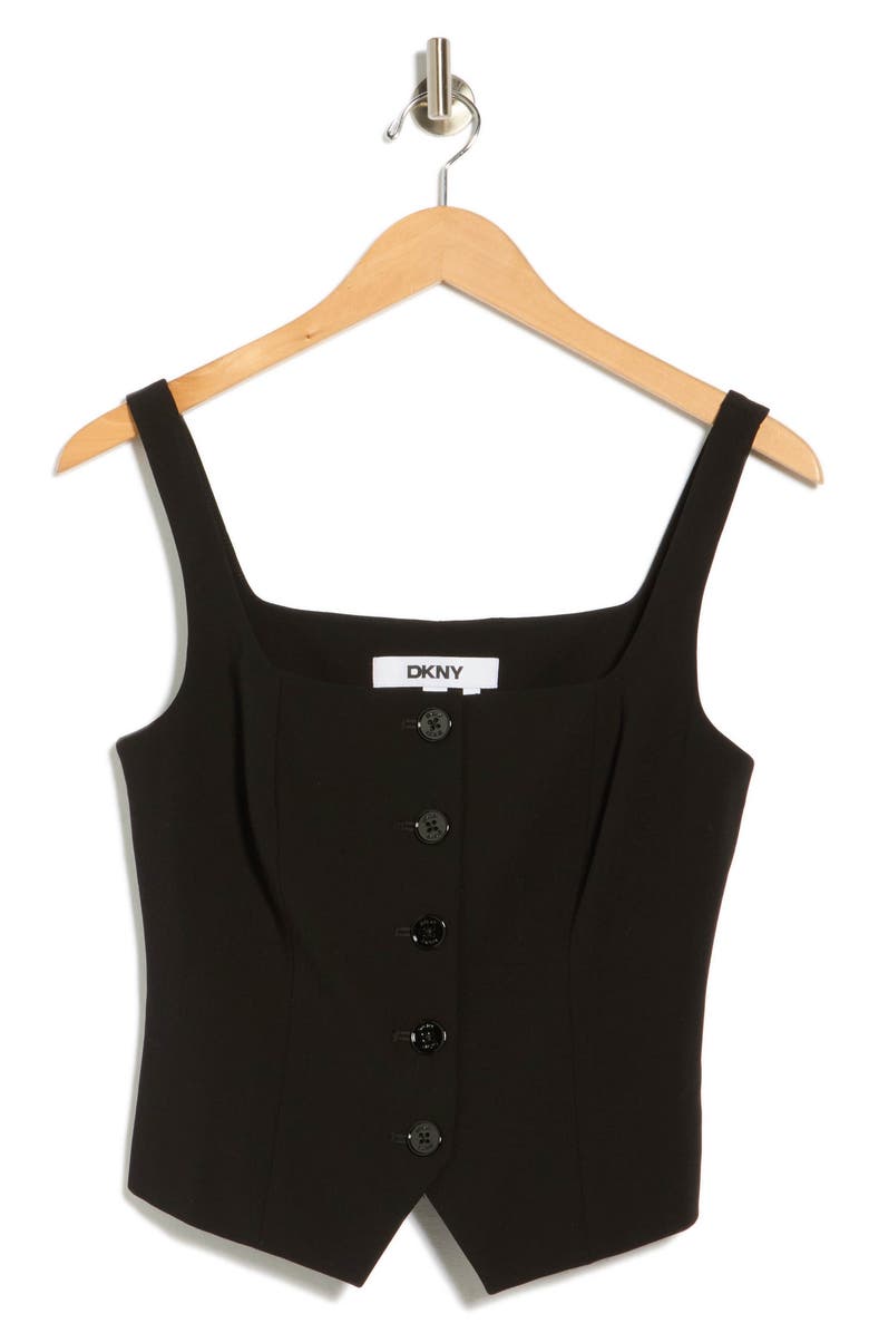 DKNY Button Front Vest, Alternate, color, Black