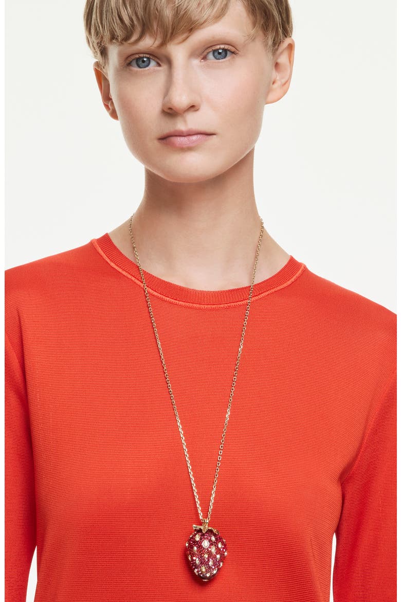 Idyllia Strawberry Pendant Necklace, Alternate, color, RED/ GOLD