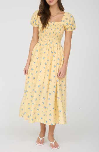 AUGUST SKY Puff Sleeve Midi Dress