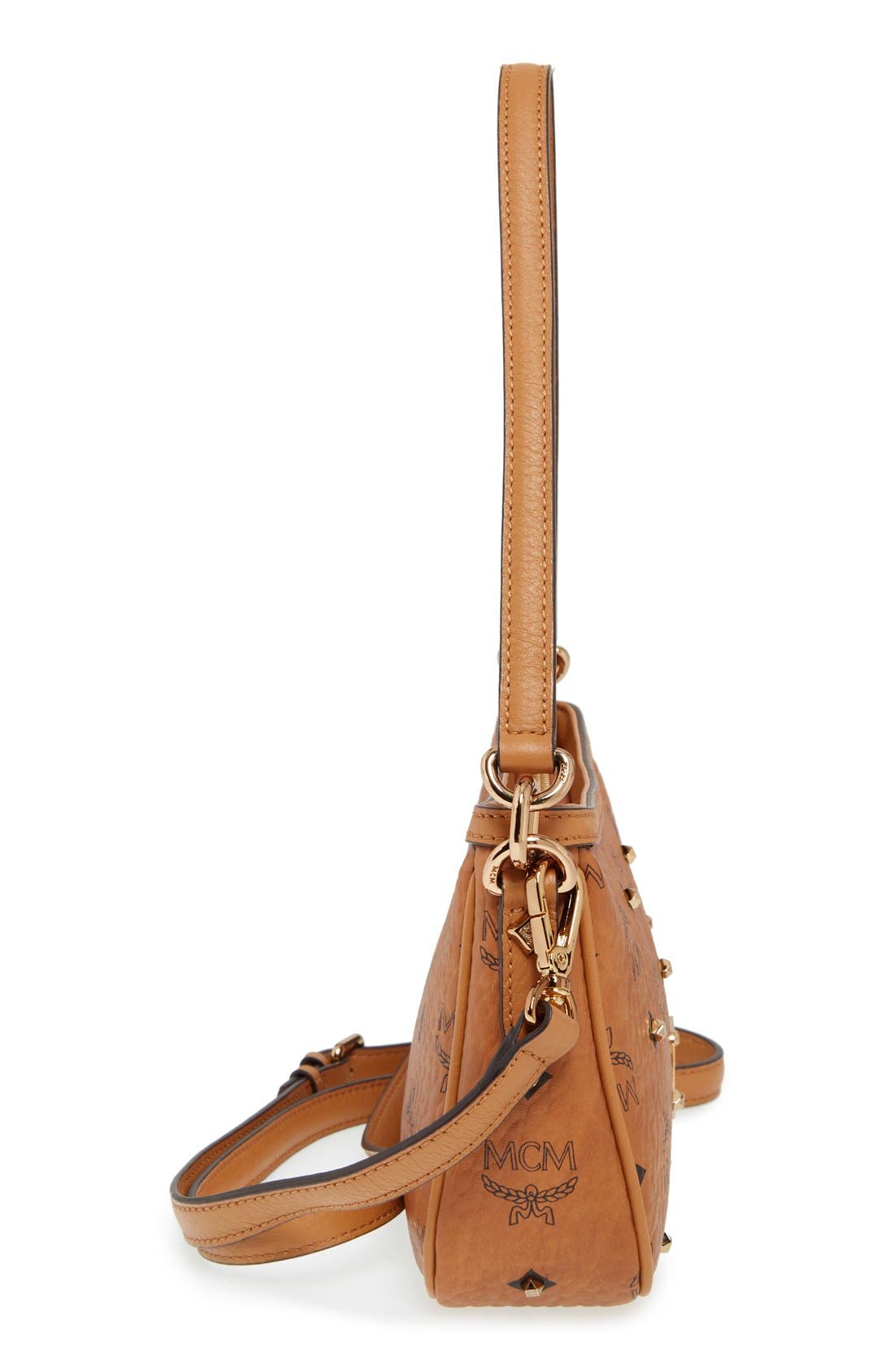 MCM 'Gold Visetos' Shoulder Bag, Alternate, color, 