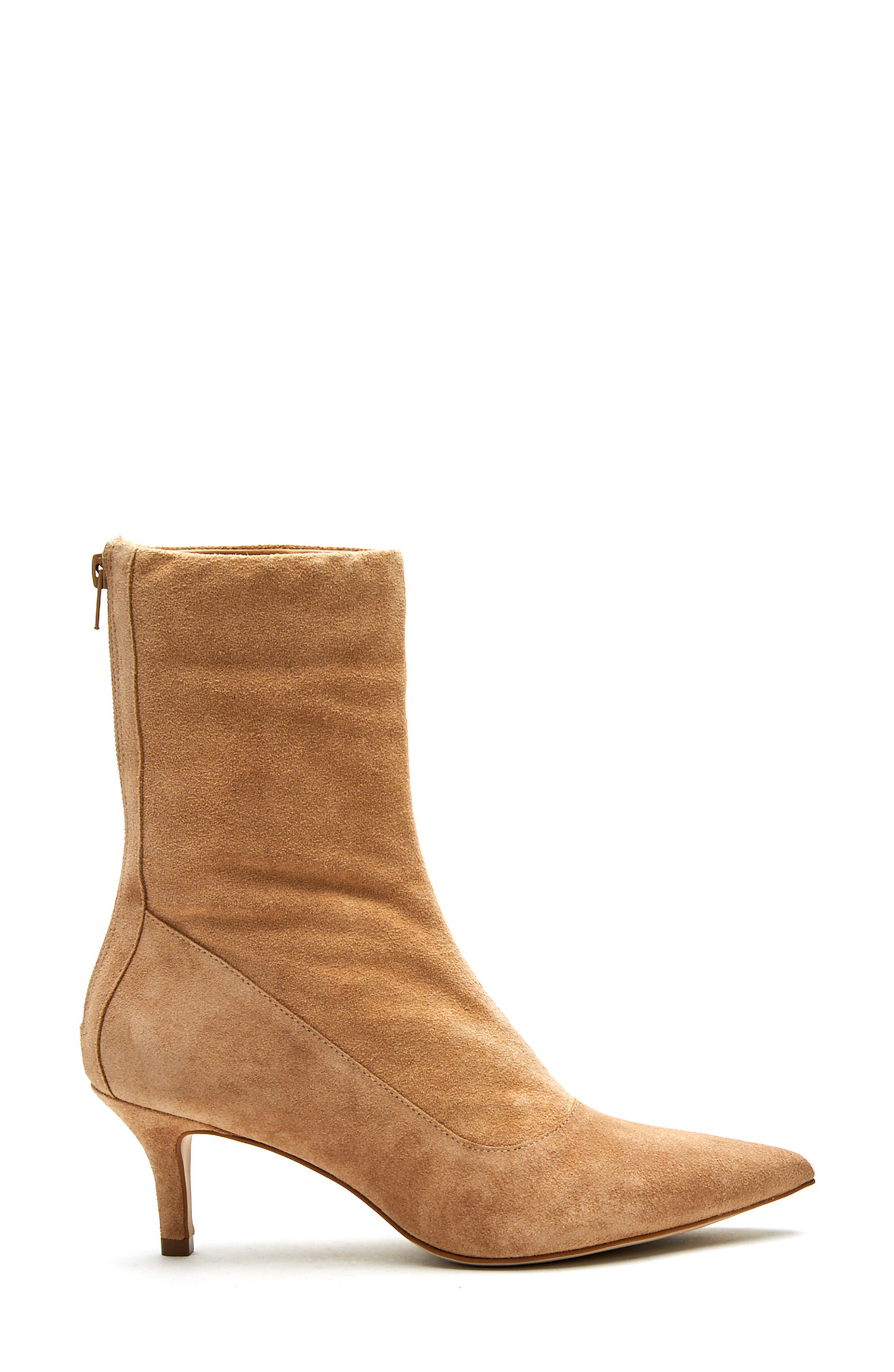 Cici Pointed Toe Sock Bootie (Nordstrom Exclusive), Alternate, color, NATURAL SUEDE