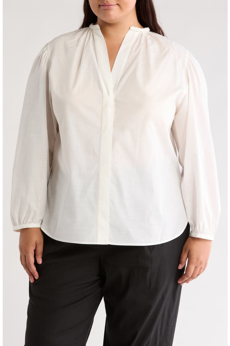 Braid Trim Cotton Blouse, Main, color, OPTIC WHITE