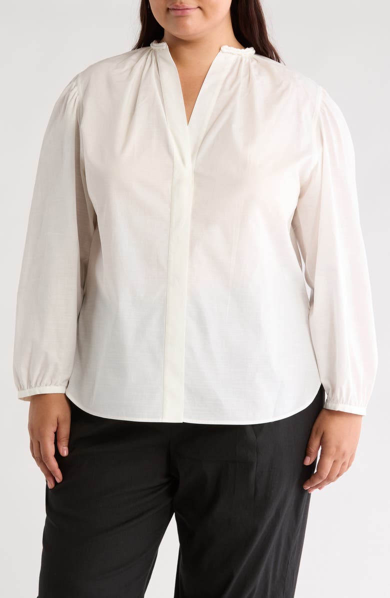 Vince Braid Trim Cotton Blouse, Main, color, Optic White