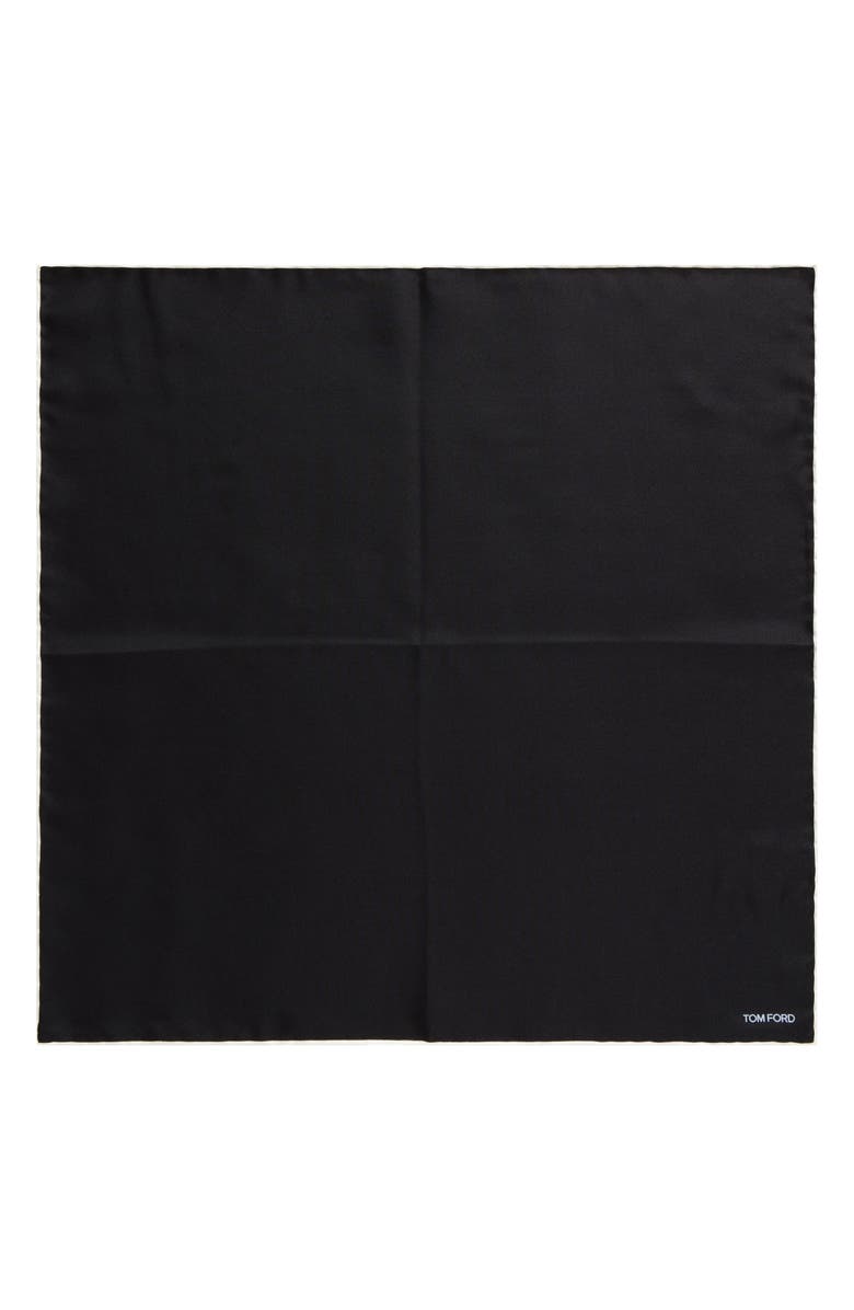 TOM FORD Classic Mulberry Silk Pocket Square, Alternate, color, Black