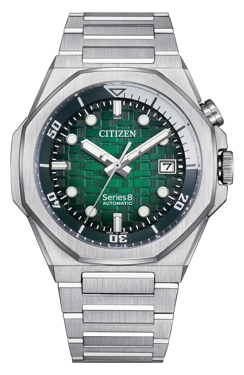 Citizen Series 8 890 Automatic Bracelet Watch, 42.5mm, Main, color, Green/ Silver-Tone