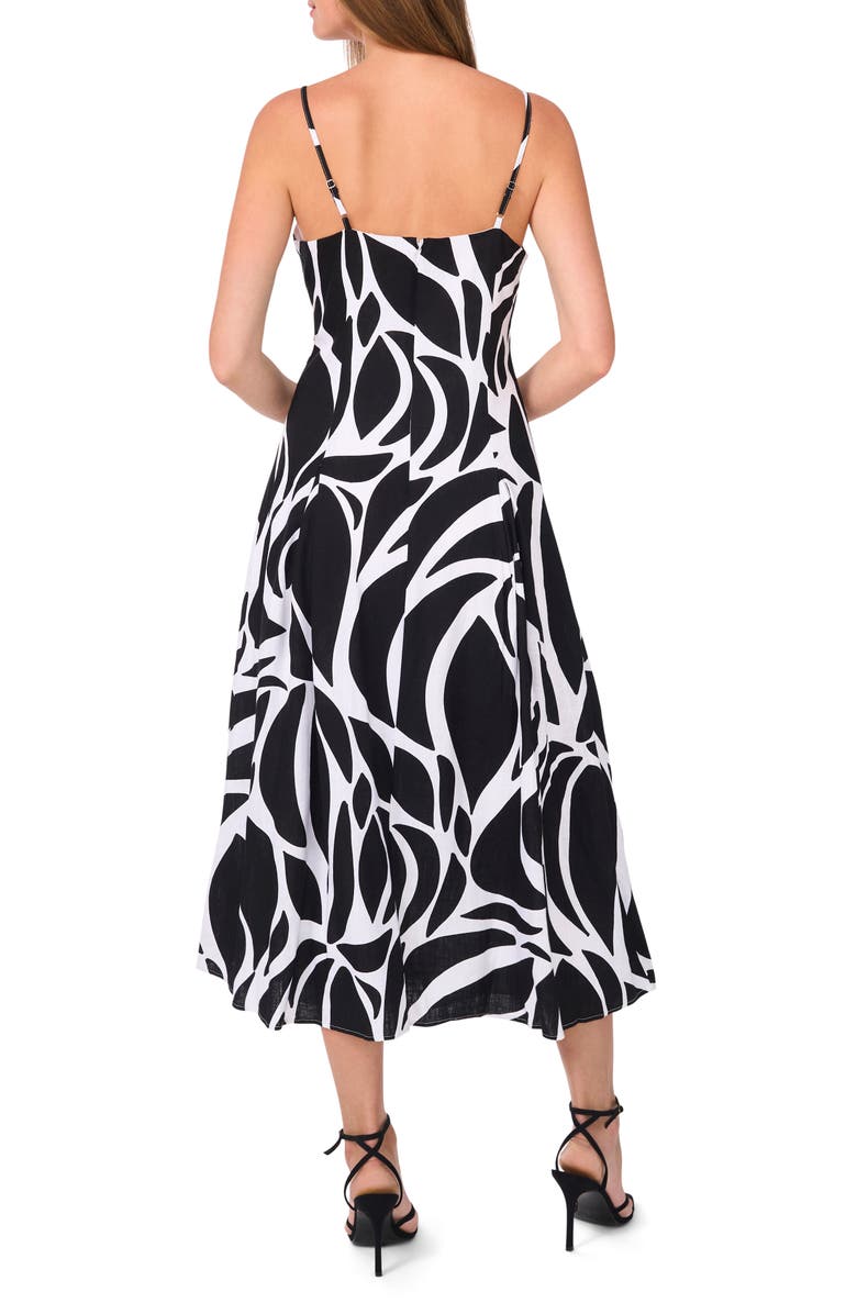 Abstract Floral Godet Pleat Dress