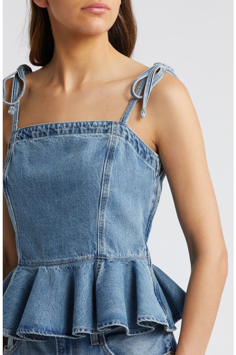 Peplum Denim Camisole, Alternate, color, HACIENDA