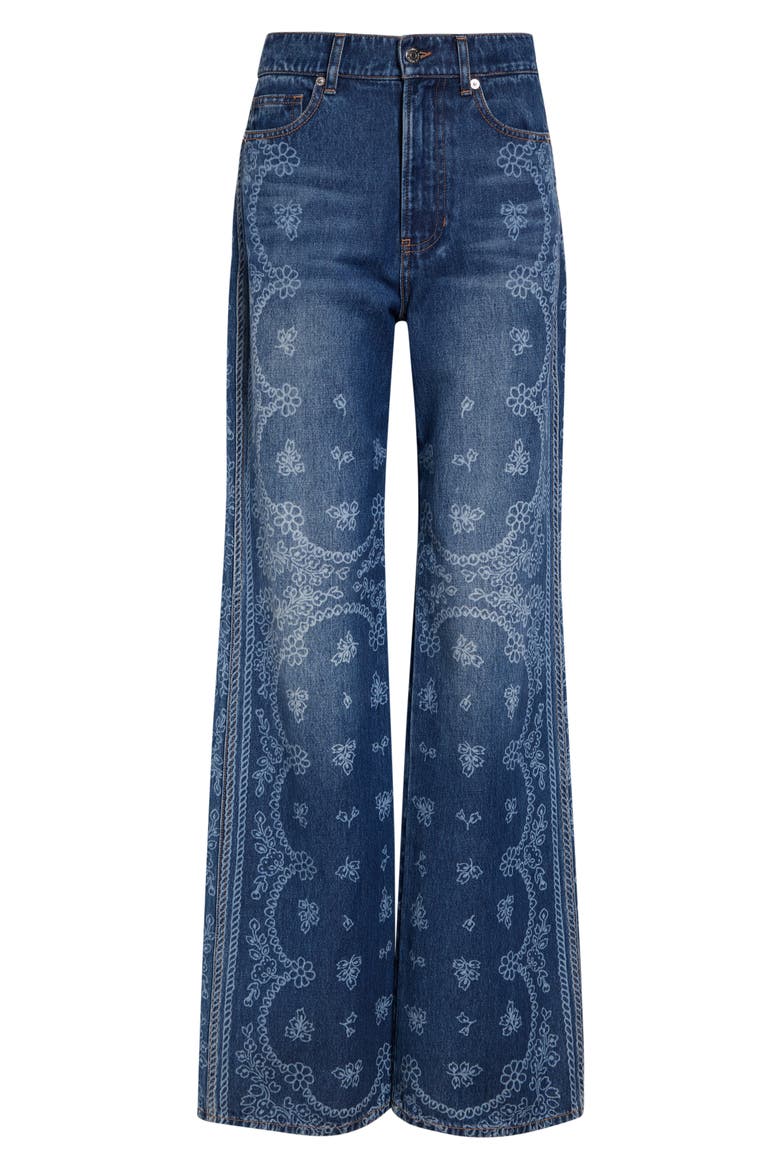 Taylor High Waist Wide Leg Jeans, Alternate, color, INDIGO BANDANA