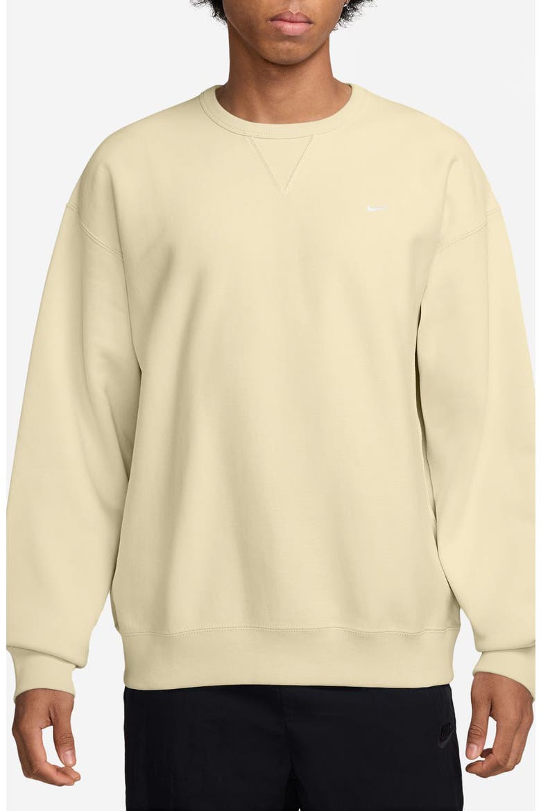 Fleece Crewneck Sweatshirt, Main, color, COCONUT MILK/ WHITE
