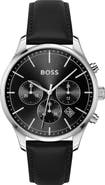 BOSS Avery Chronograph Leather Strap Watch, 42mm