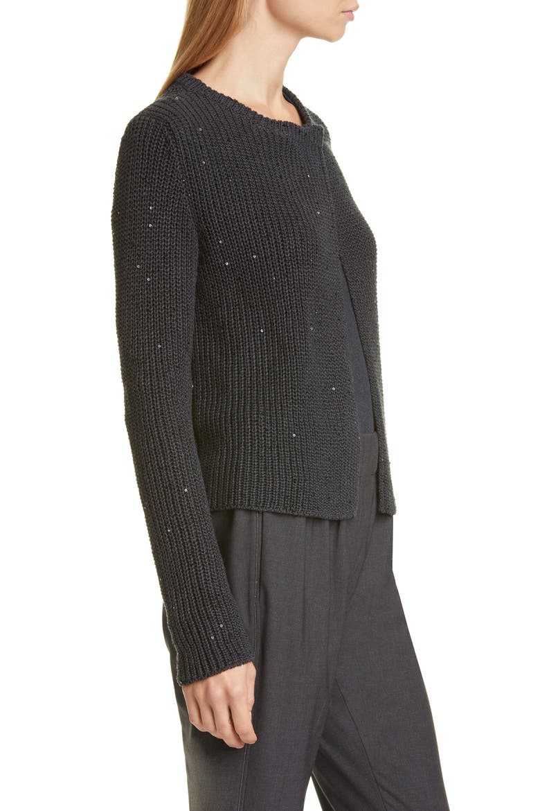 Sequin Rib Cardigan, Alternate, color, BLACK
