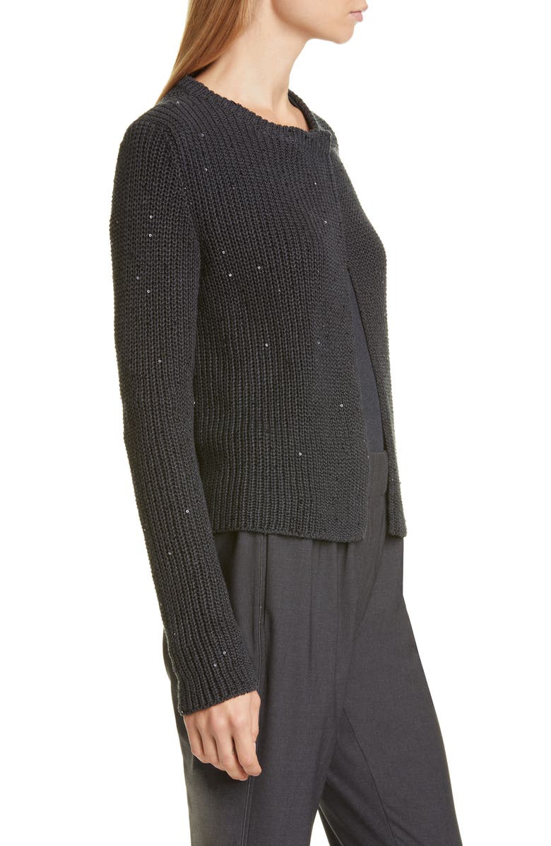Brunello Cucinelli Sequin Rib Cardigan, Alternate, color, 