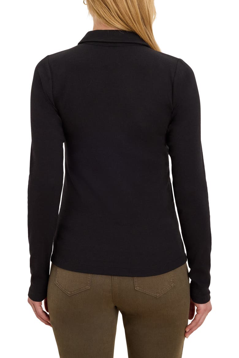 Perfect Rib Knit Long Sleeve Polo, Alternate, color, BLACK ONYX