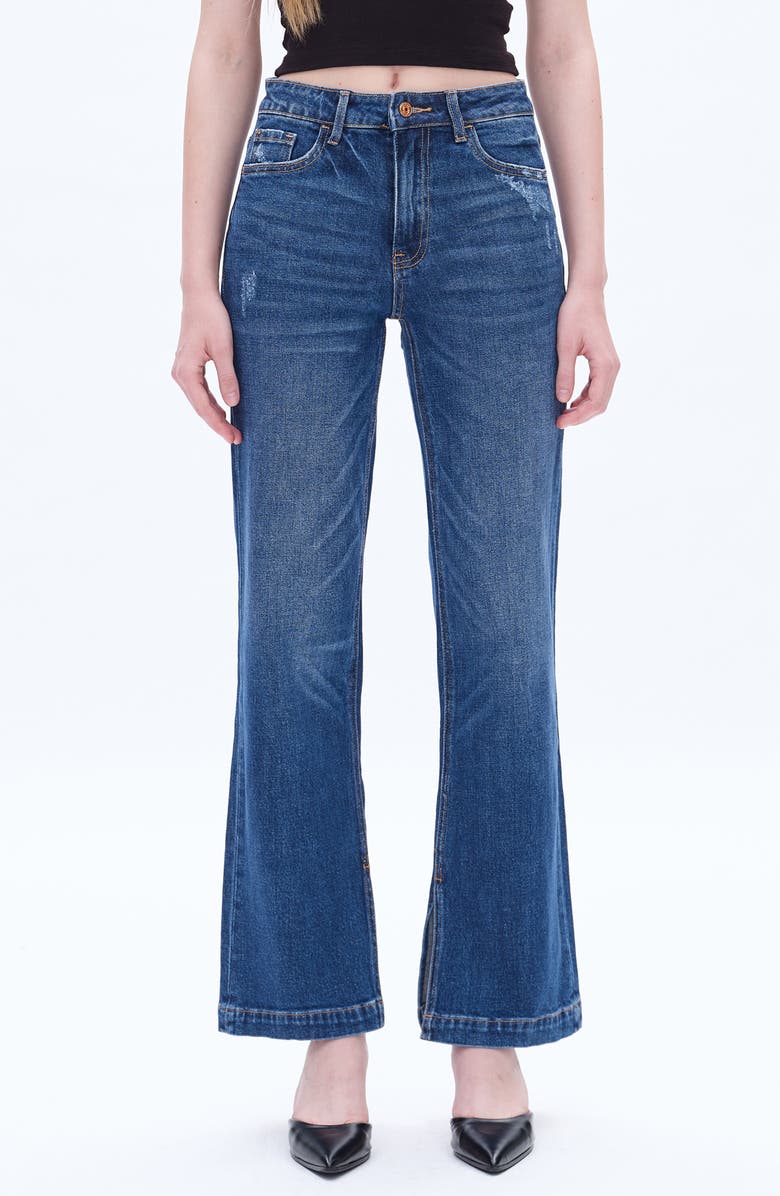Bayeas Slit Hem High Waist Straight Leg Jeans, Main, color, 